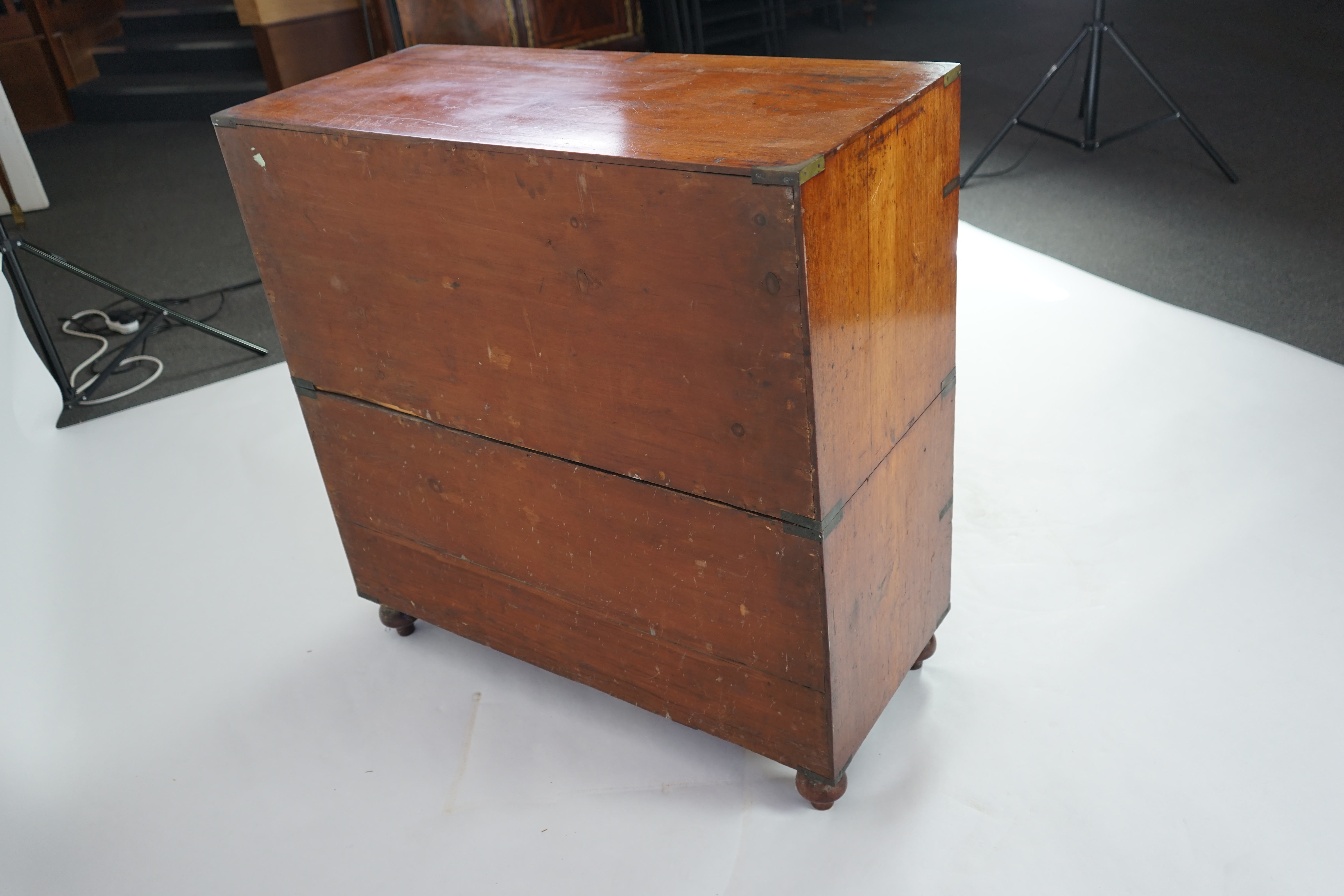 A Victorian teak campaign chest